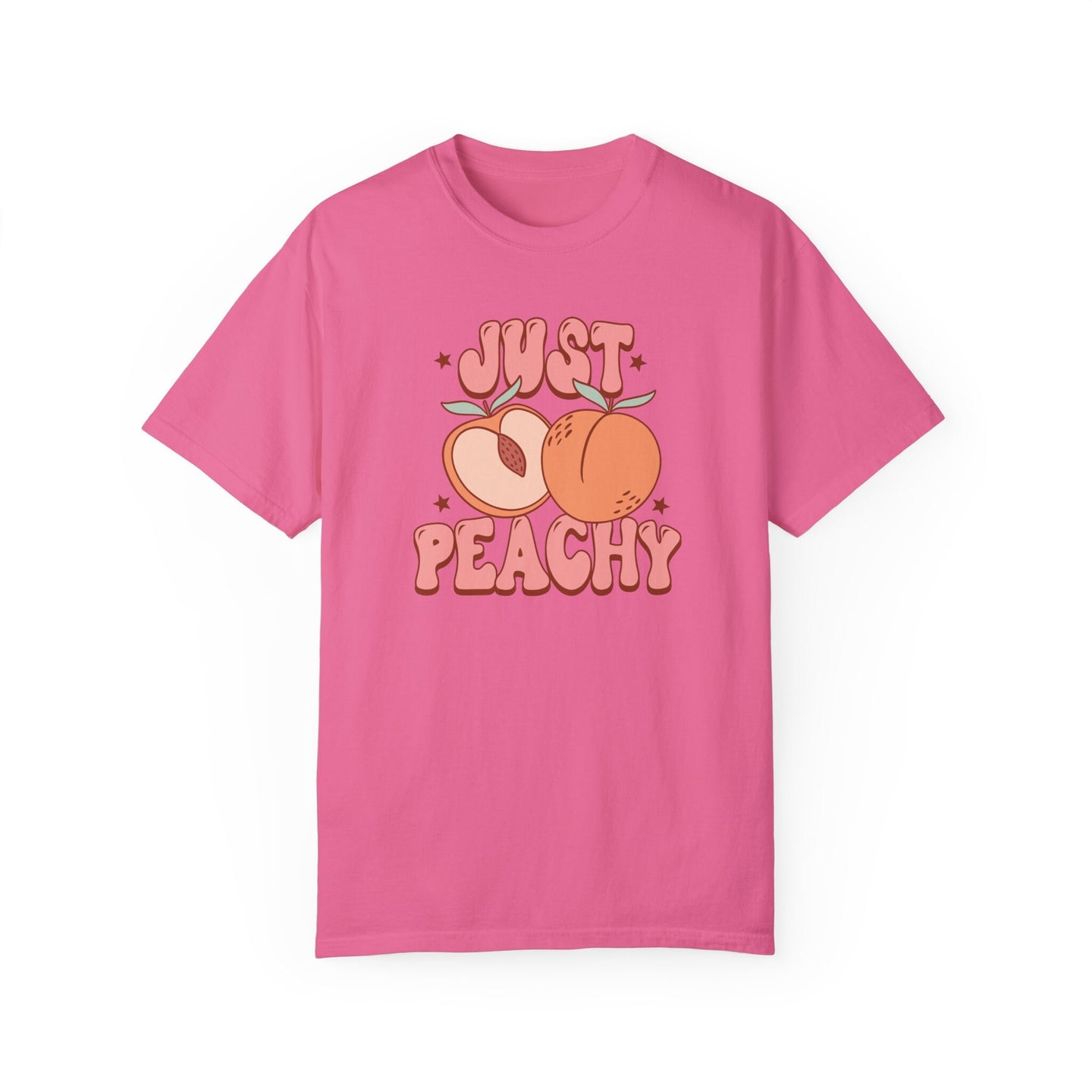 Just peachy comfort Colors t-shirt, Summer Shirts, Cute Womens Shirt, Retro Summer Shirt, Gifts For Peach Lovers, Summer Vibes Shirt